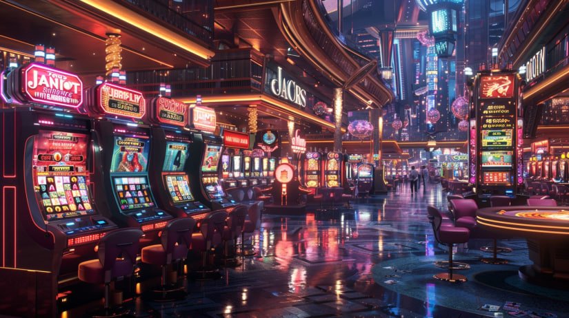 Tampilan Permainan Triple bernuansa neon